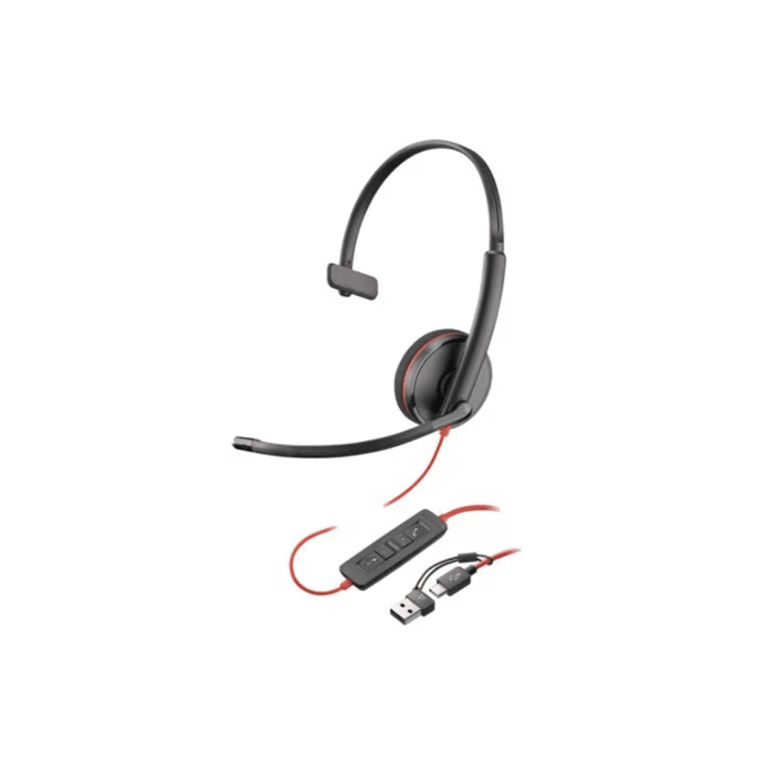 Auricular POLY Blackwire 3210 USB-C Monaural – Comunicación Clara y Adaptabilidad