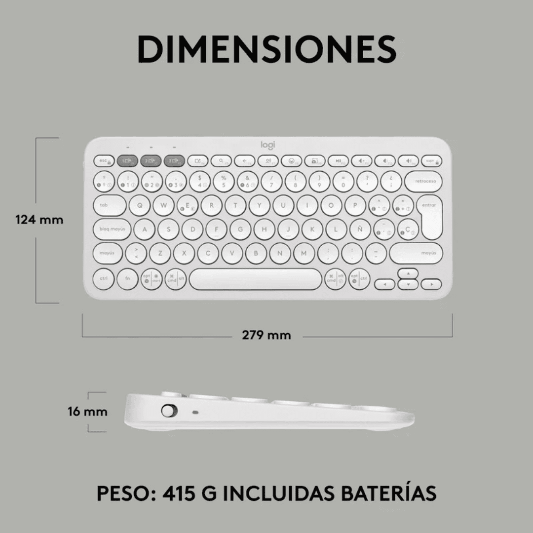 Teclado Logitech Pebble Keys 2 K380s blanco Teclado Logitech K380s Bluetooth blanco multidispositivo