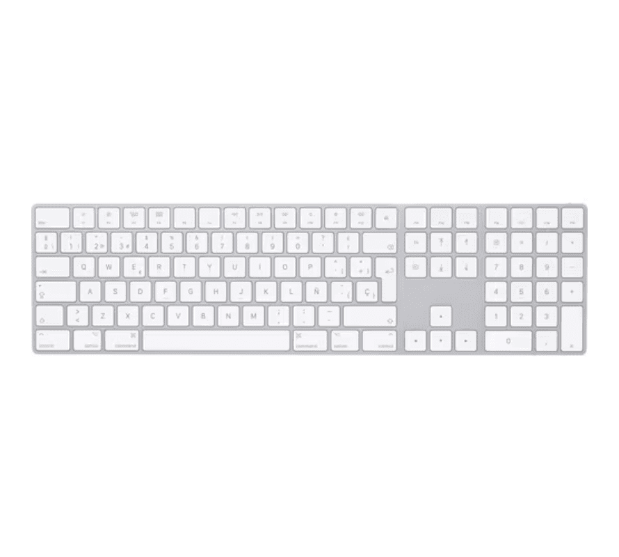 1 Teclado Apple Magic Keyboard con teclado numérico en español, color plata, inalámbrico y recargable