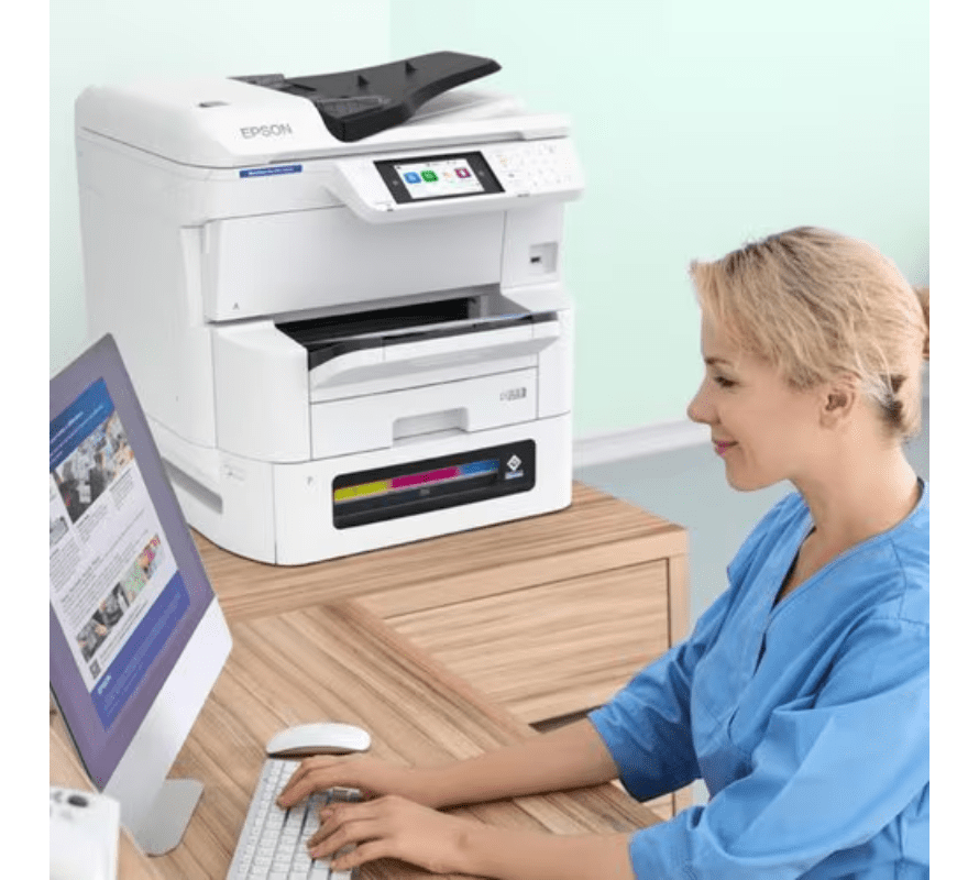 9 Multifuncional Epson WorkForce Pro EM-C8100 empresarial a color con impresión rápida y conectividad avanzada
