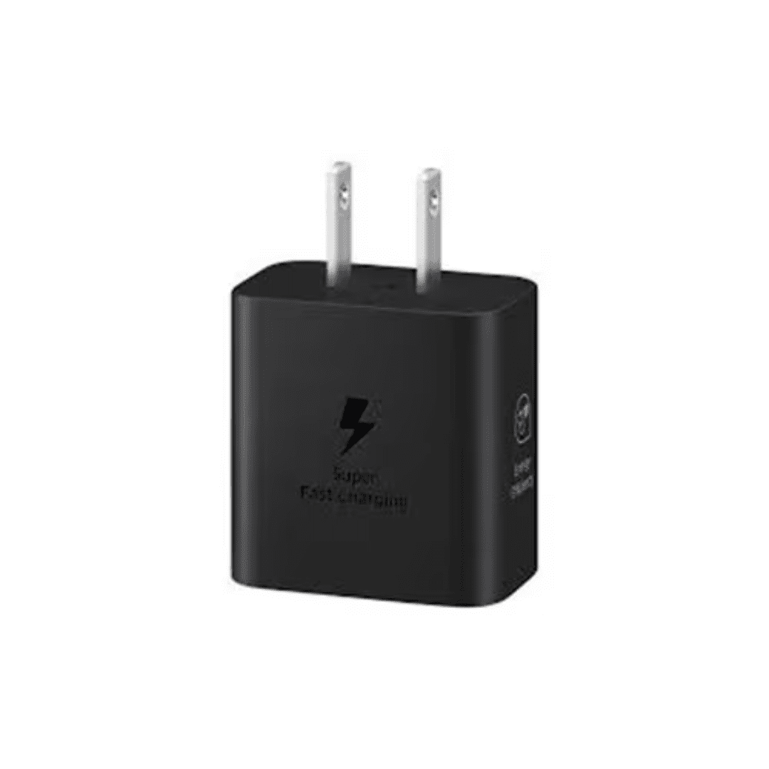 Cargador rápido Samsung Super Fast Charging 25W negro con puerto USB-C universal, modelo EP-T2510NBEGCA.