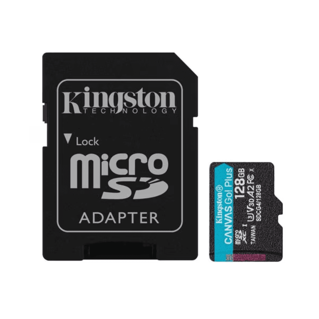 Kingston microSDXC Canvas Go Plus 128GB (SDCG4/128GB) con adaptador SD – Tarjeta microSD rápida UHS-I U3 V30