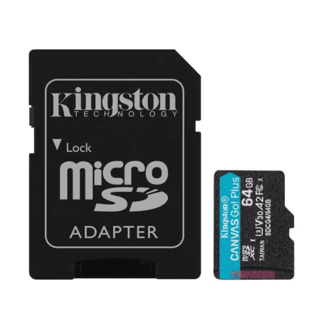 Kingston Canvas Go! Plus 64GB microSDXC (SDCG4/64GB) – Tarjeta de memoria UHS-I U3 V30 hasta 200MB/s con adaptador SD