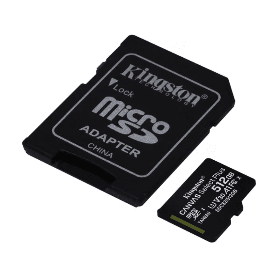 Kingston Canvas Select Plus 512GB microSDXC (SDCS2/512GB) – Tarjeta de memoria UHS-I A1 hasta 100MB/s con adaptador SD