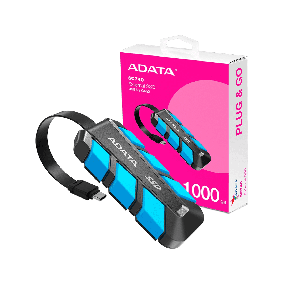 ADATA SC740 1TB SSD externo (SC740-1000G-CBU) – Unidad portátil USB 3.2 Gen 2 Tipo-C azul
