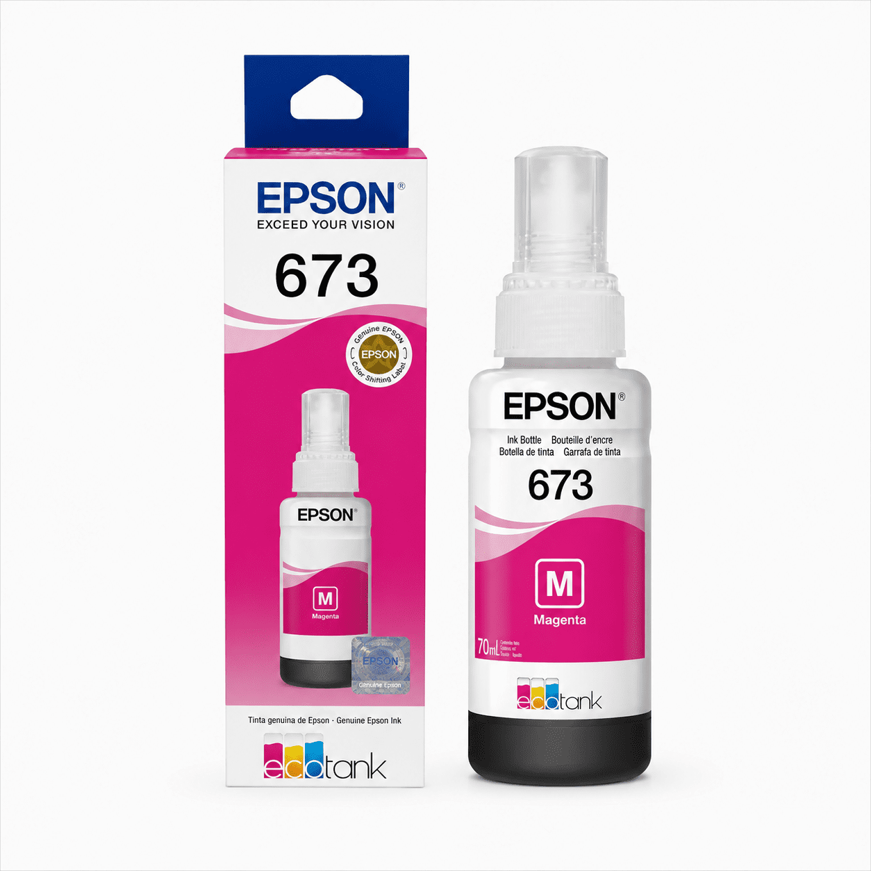 Botella de Tinta Epson T673320-AL Magenta Original para Epson L800 con calidad fotográfica profesional y colores vibrantes