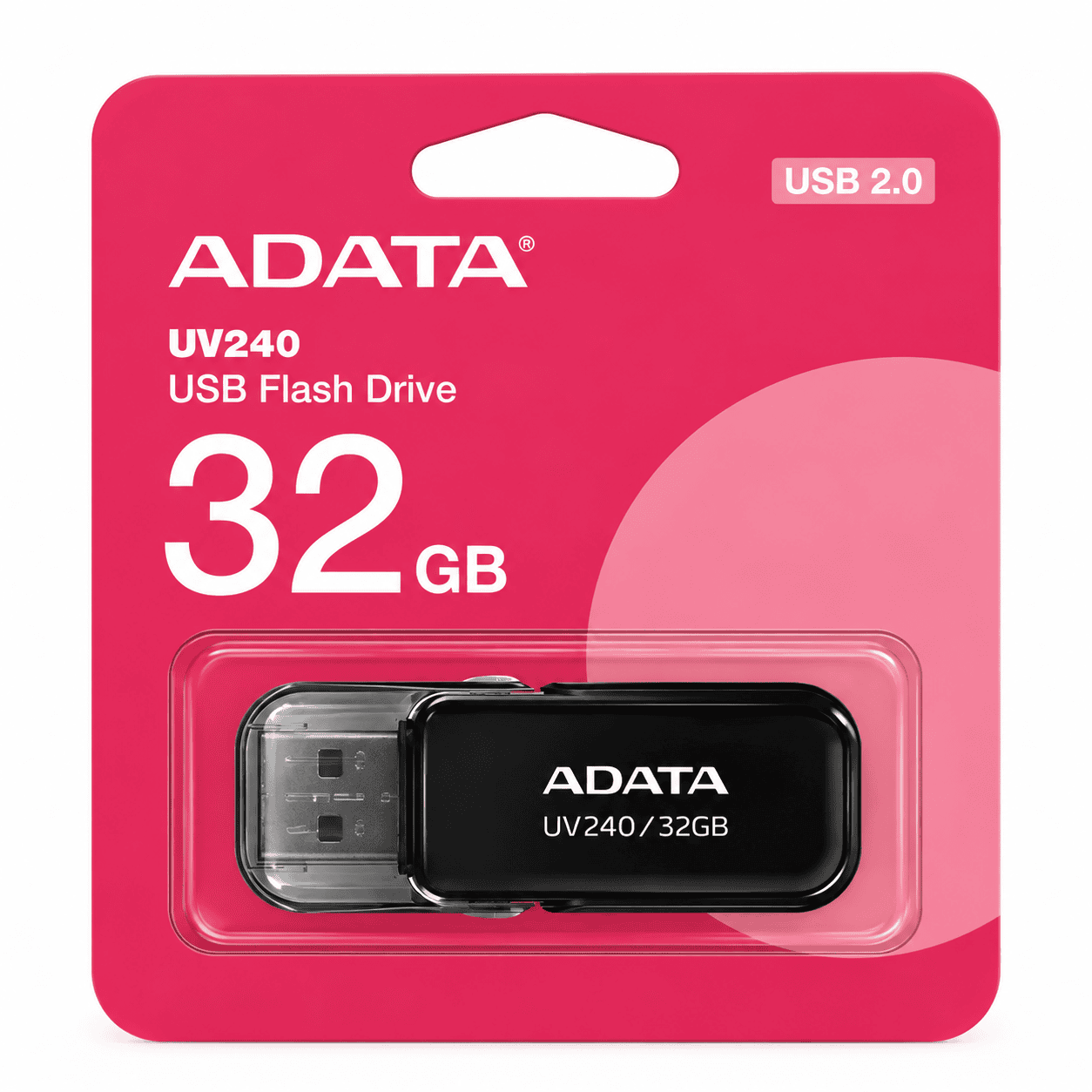 Memoria USB ADATA UV240 32GB USB 2.0 negra con tapa giratoria AUV240-32GB-RBK