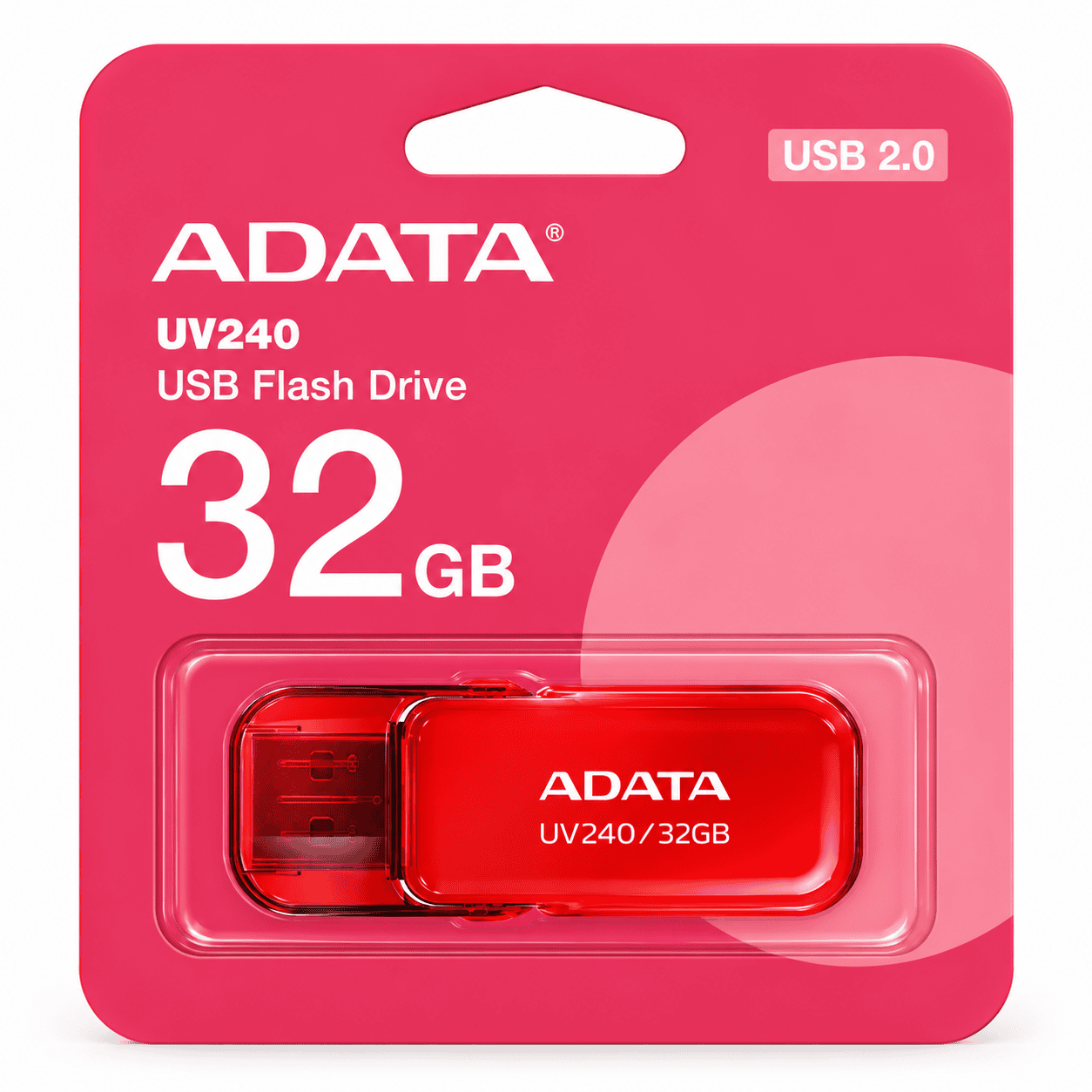 Memoria USB ADATA UV240 32GB USB 2.0 roja con tapa giratoria AUV240-32GB-RRD