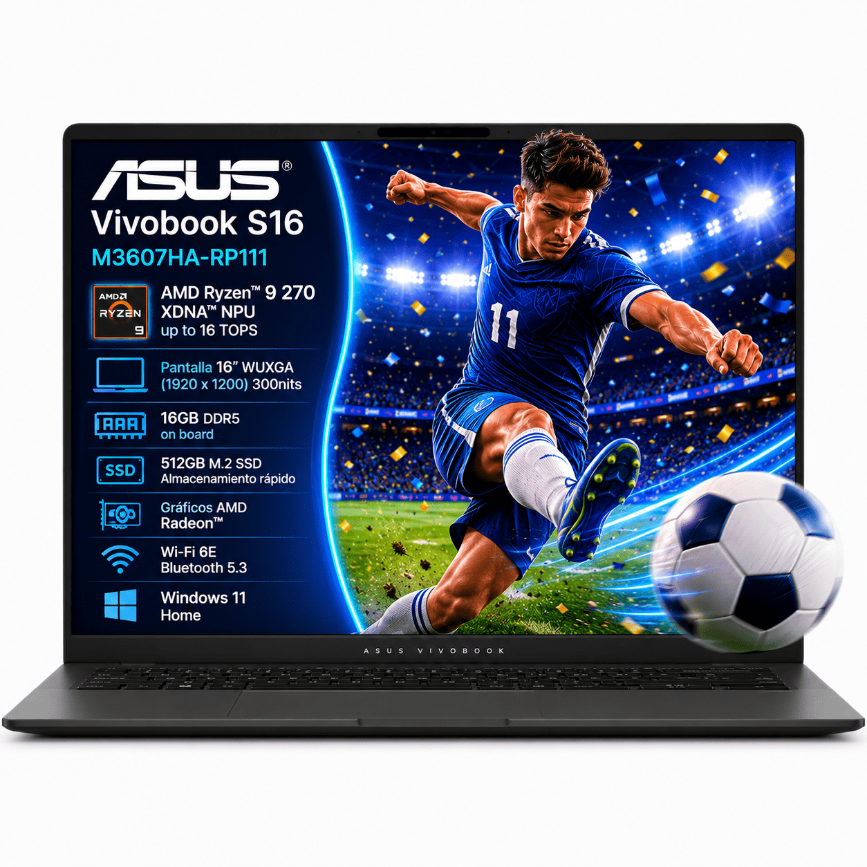 Portátil ASUS Vivobook S16 Ryzen 9 270 IA 16GB RAM 512GB SSD 16 pulgadas