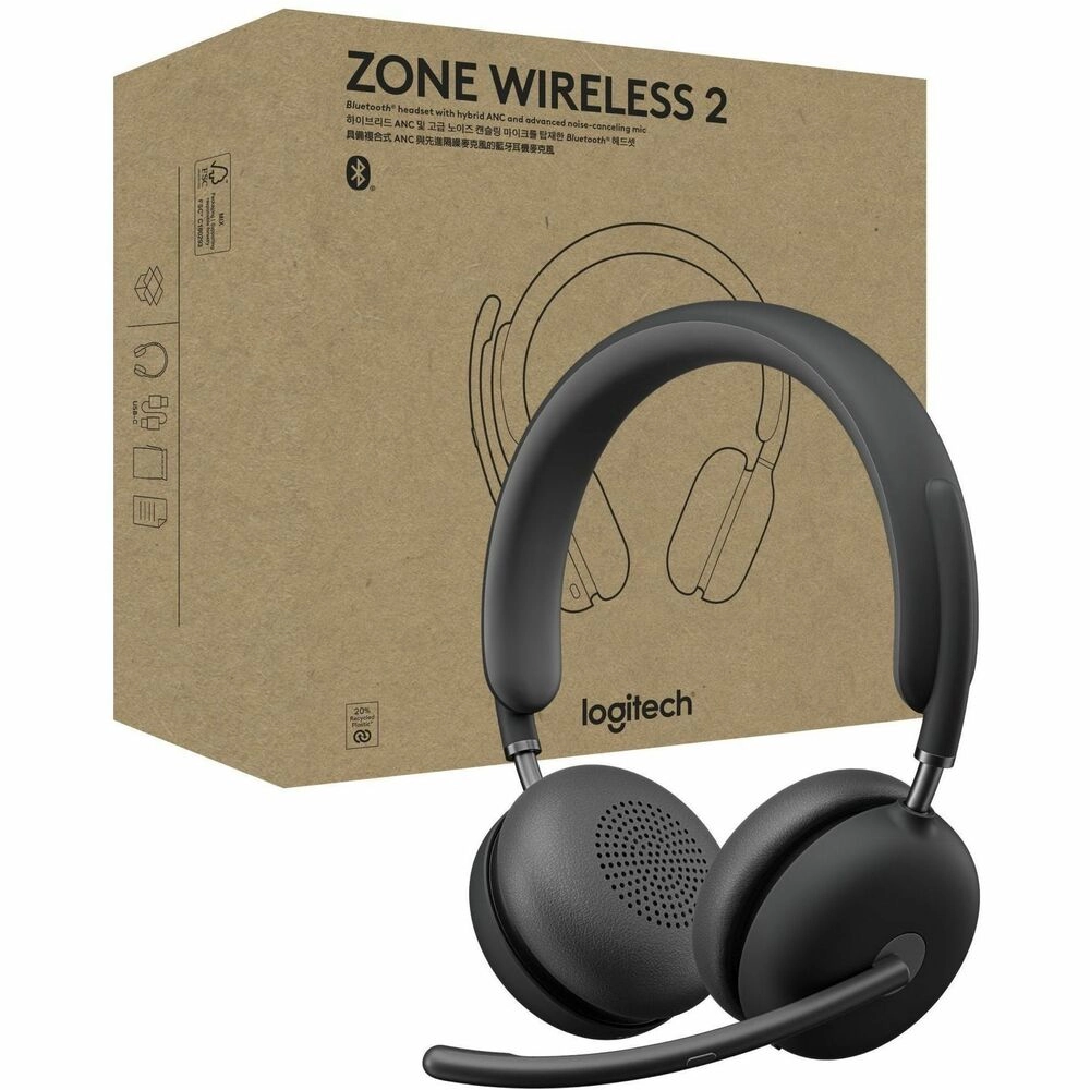 Logitech Zone Wireless 2 Headset Bluetooth 5.2 ANC Híbrida Gris - Concentración total en cada llamada