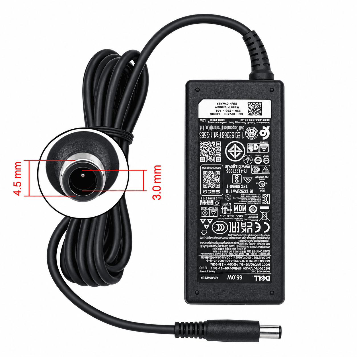 Cargador original Dell 65W 19.5V 3.34A New Model presentación Bulk