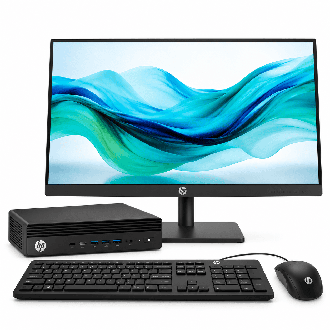 Computador HP Pro Mini 260 G9 con monitor HP Series 3 Pro 322pe