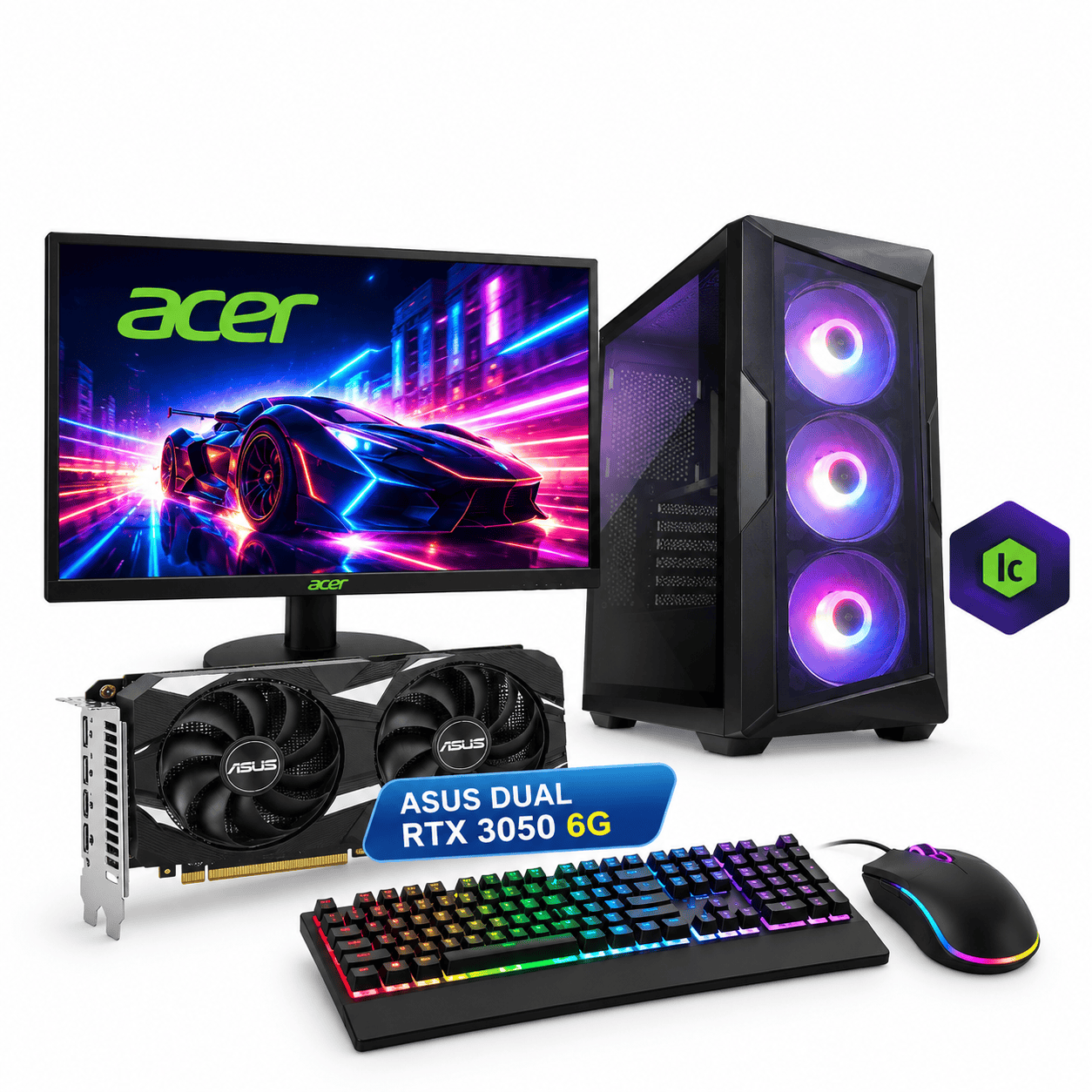 Computador Gamer Power Group G146162BKFS6L Intel Core i5-14600KF NVIDIA RTX 3050 6GB RAM 16GB SSD 512GB