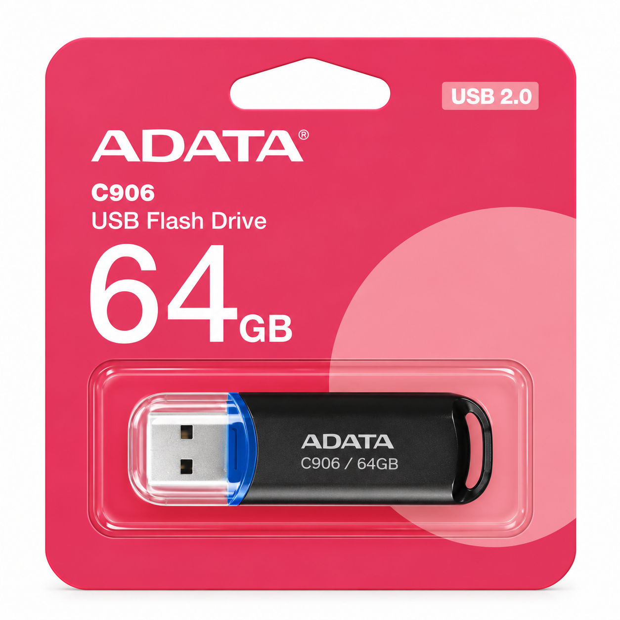 Memoria USB ADATA C906 64GB negra con tapa protectora AC906-64G-RBK