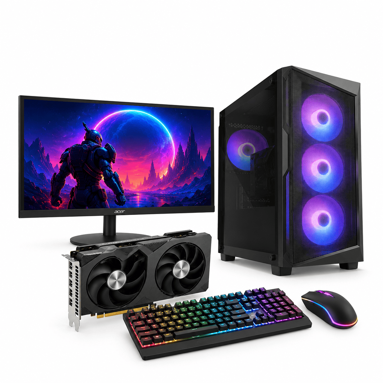 Computador Gamer Power Group G146162KFS0-WP Core i5-14600KF RTX 5050 8GB con monitor Acer KA242Y de 23.8 pulgadas