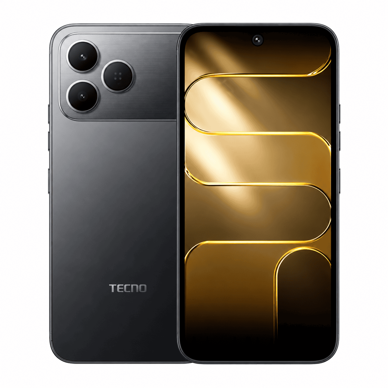 Celular TECNO SPARK 50 KN4 256GB 4GB RAM Ink Black vista frontal y posterior