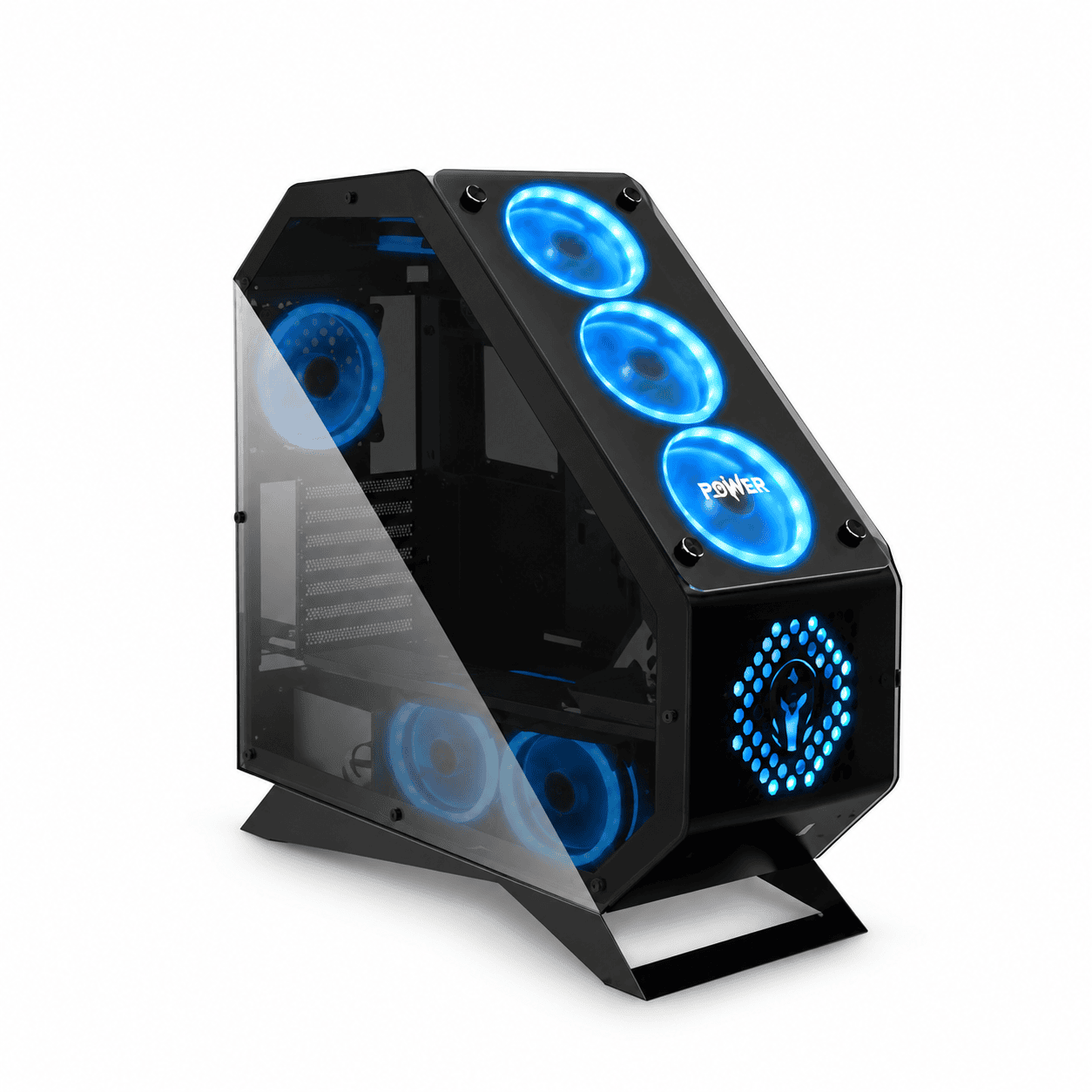 Chasis Power Group F911 con frontal de vidrio templado, ocho ventiladores RGB y controlador incluido