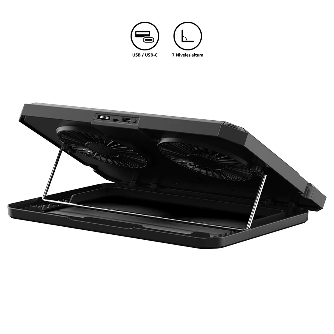 Base Refrigerante J&R Neon BRJR-023 RGB con 2 Ventiladores para Portátil
